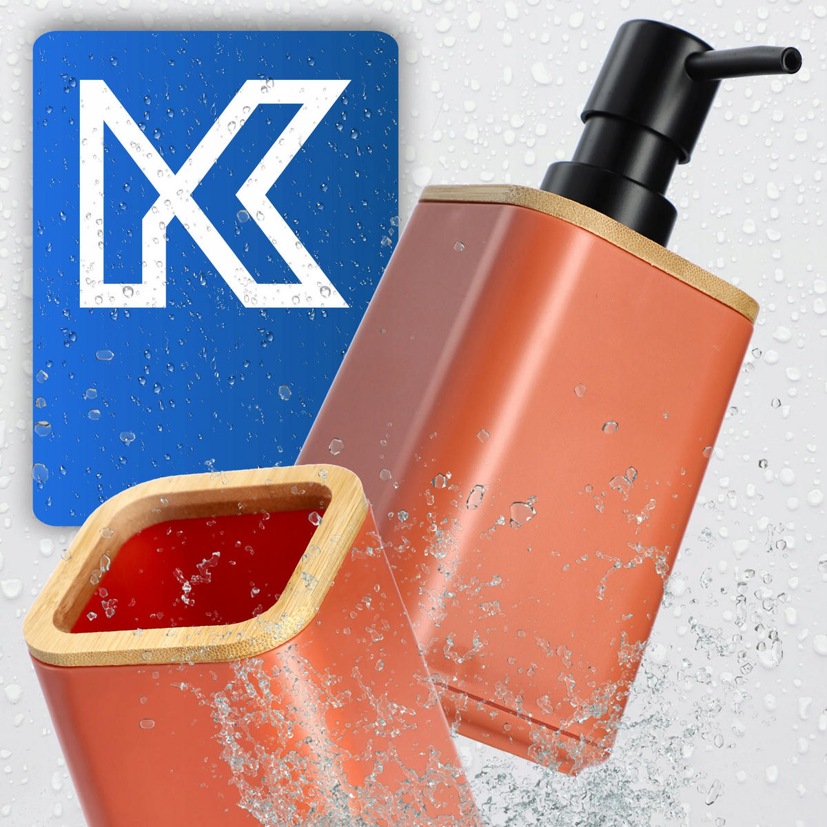BADEZIMMERSET SEIFENSPENDER + Badezimmerbecher-Set, rosa - Rosa, Kunststoff (7/11cm) - KADAX