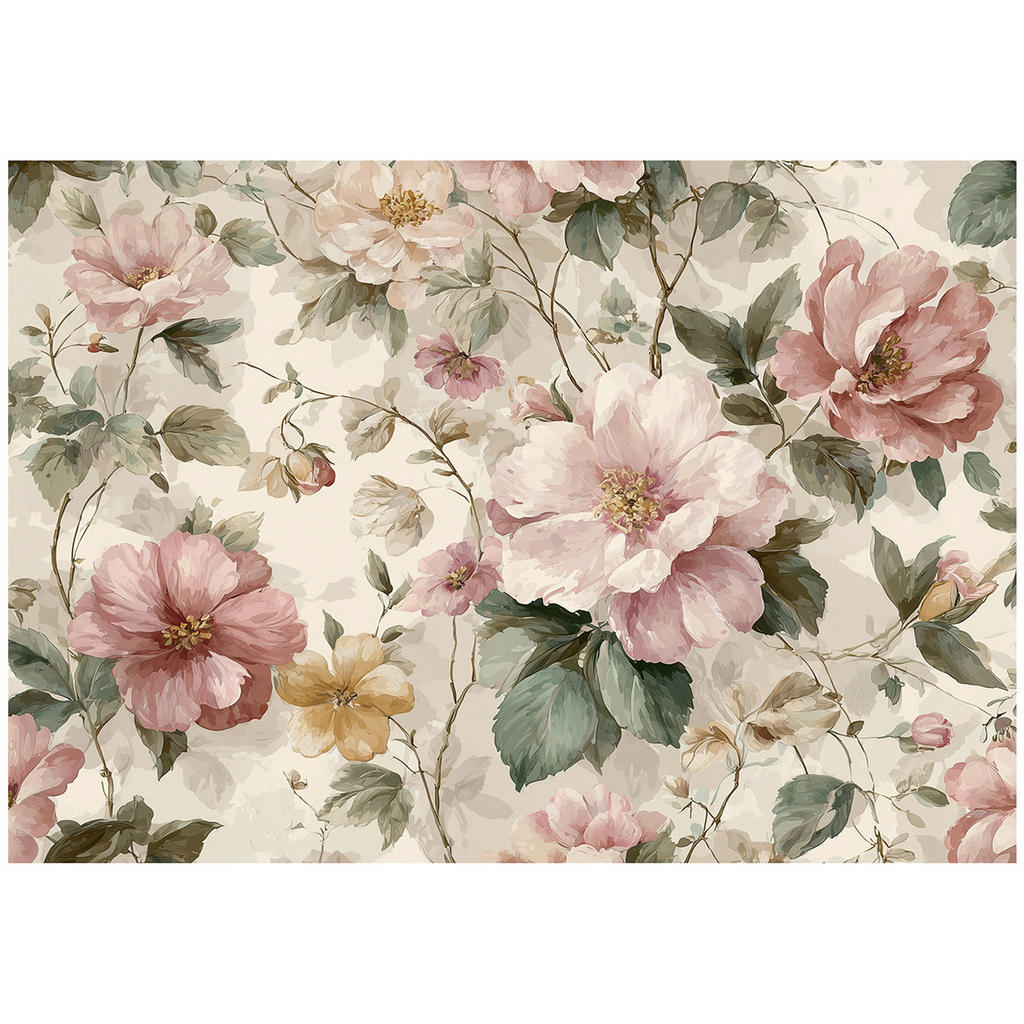 Wallarena FOTOTAPETA květinová vintage béžová 350x250 cm