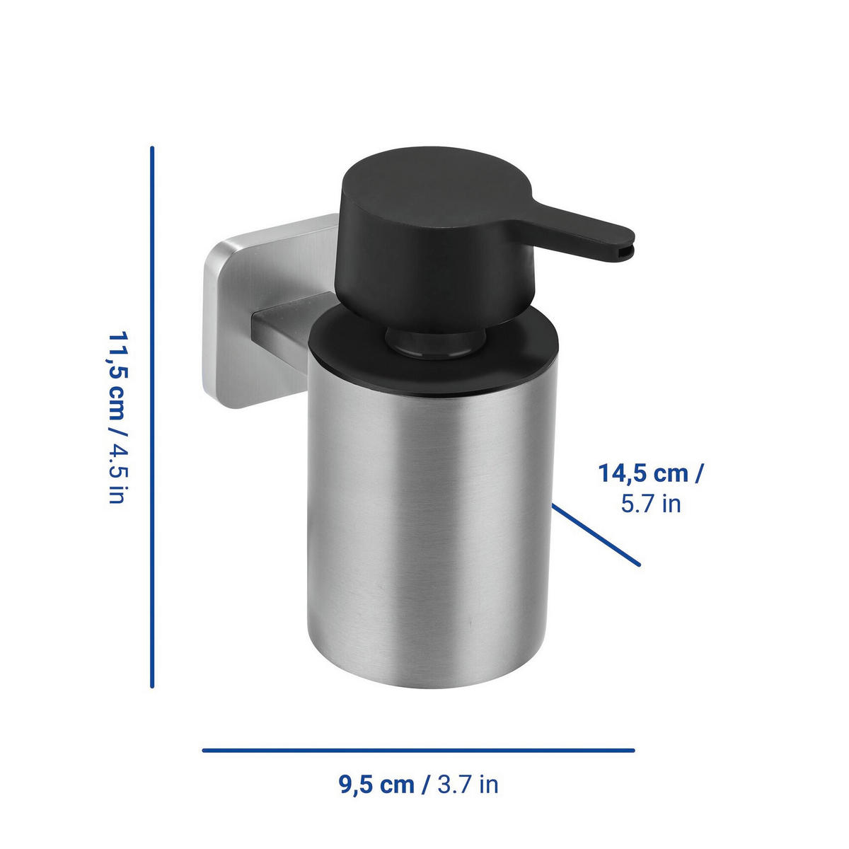 SEIFENSPENDER Turbo 14,5/9,5/11,5 cm - Silberfarben, Metall (9.5/11.5/14.5cm) - Wenko