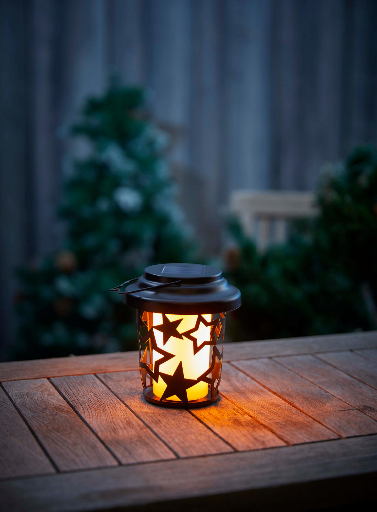 SOLAR-WEIHNACHTS-GARTENLEUCHTE 2in1 Garten Laterne Deko Tischleuchte Dämmerungssensor IP44 Metall Sterne - Weiß, Kunststoff (12/12/80cm) - Northpoint