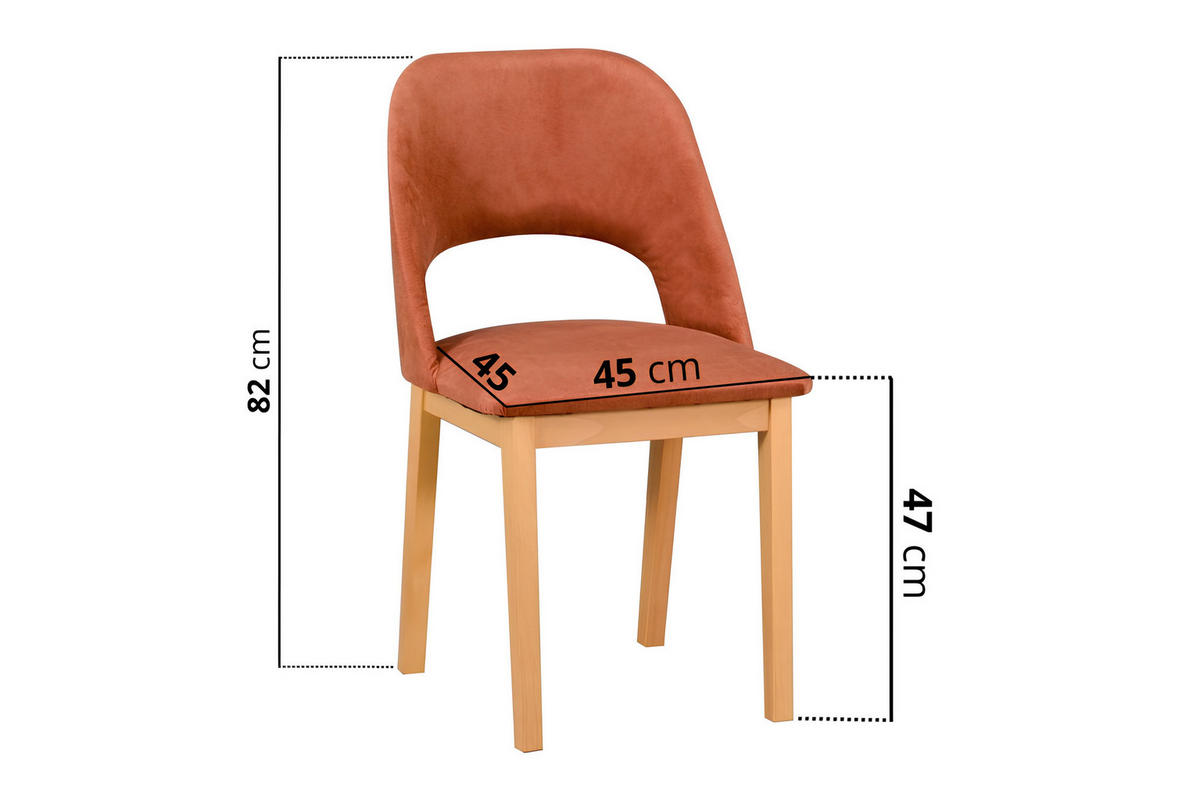 STUHL 2er Set MONTI 2, Buchefarben - Buchefarben/Braun, Holz (45/82/45cm) - Leaf Design