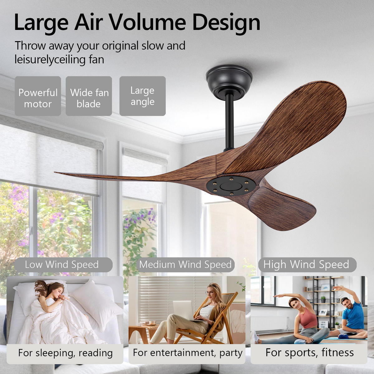 DECKENVENTILATOR DE-16228 42 Zoll reversibel mit Fernbedienung Nussbaum - Walnussfarben, Kunststoff (107/107/38cm) - ComfortXL