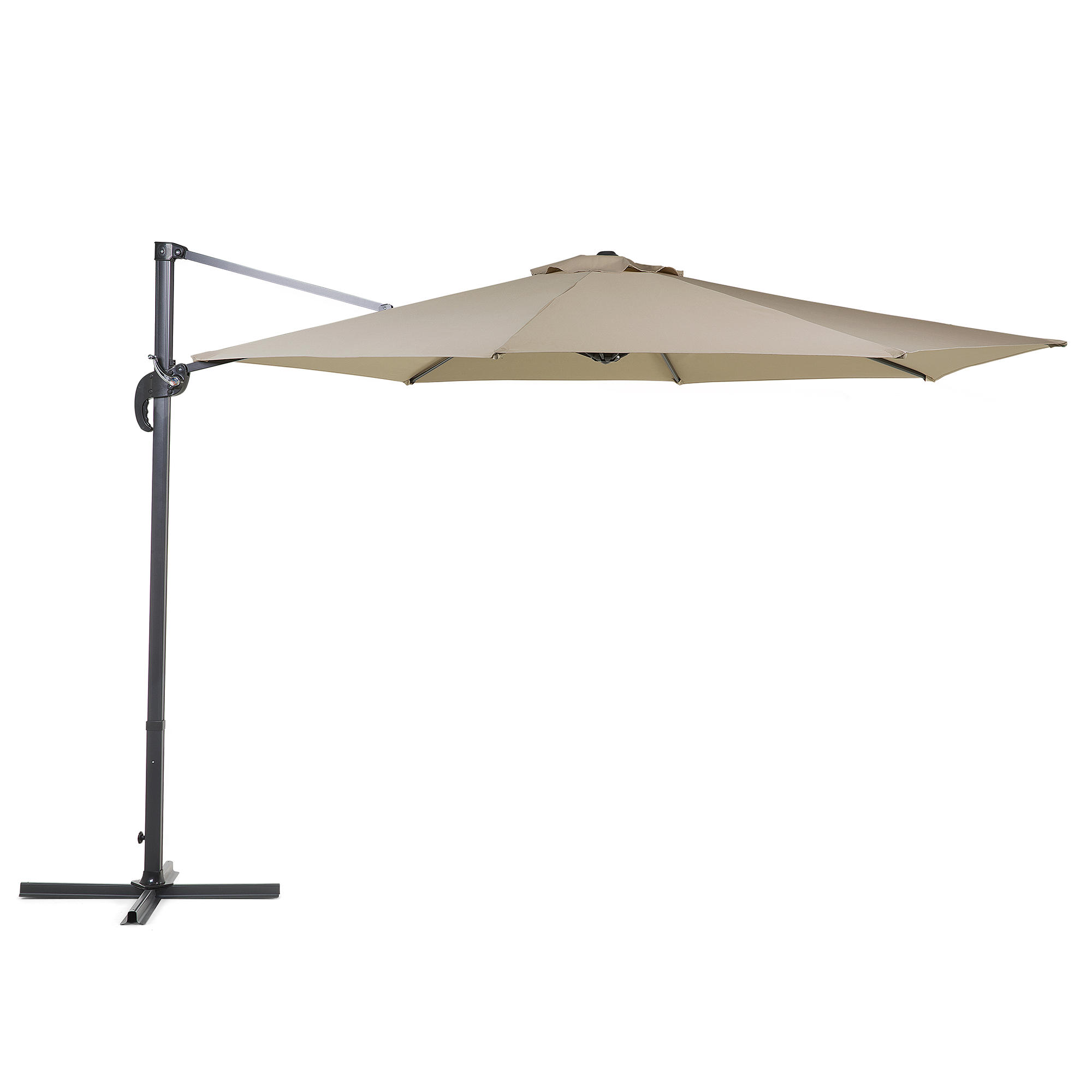 AMPELSCHIRM sandbeige/dunkelgrau 300 cm Savona - Dunkelgrau/Beige, Textil (300/300cm) - Beliani