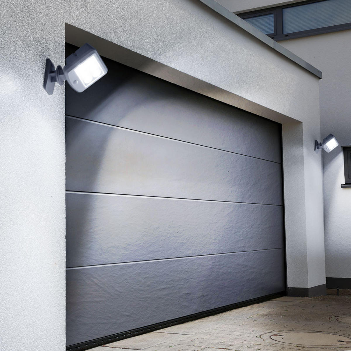 LED AUSSENLEUCHTE Weiß Bewegungsmelder schwenkbar 2er Set - Weiß, Kunststoff (10/5.3/12.8cm)