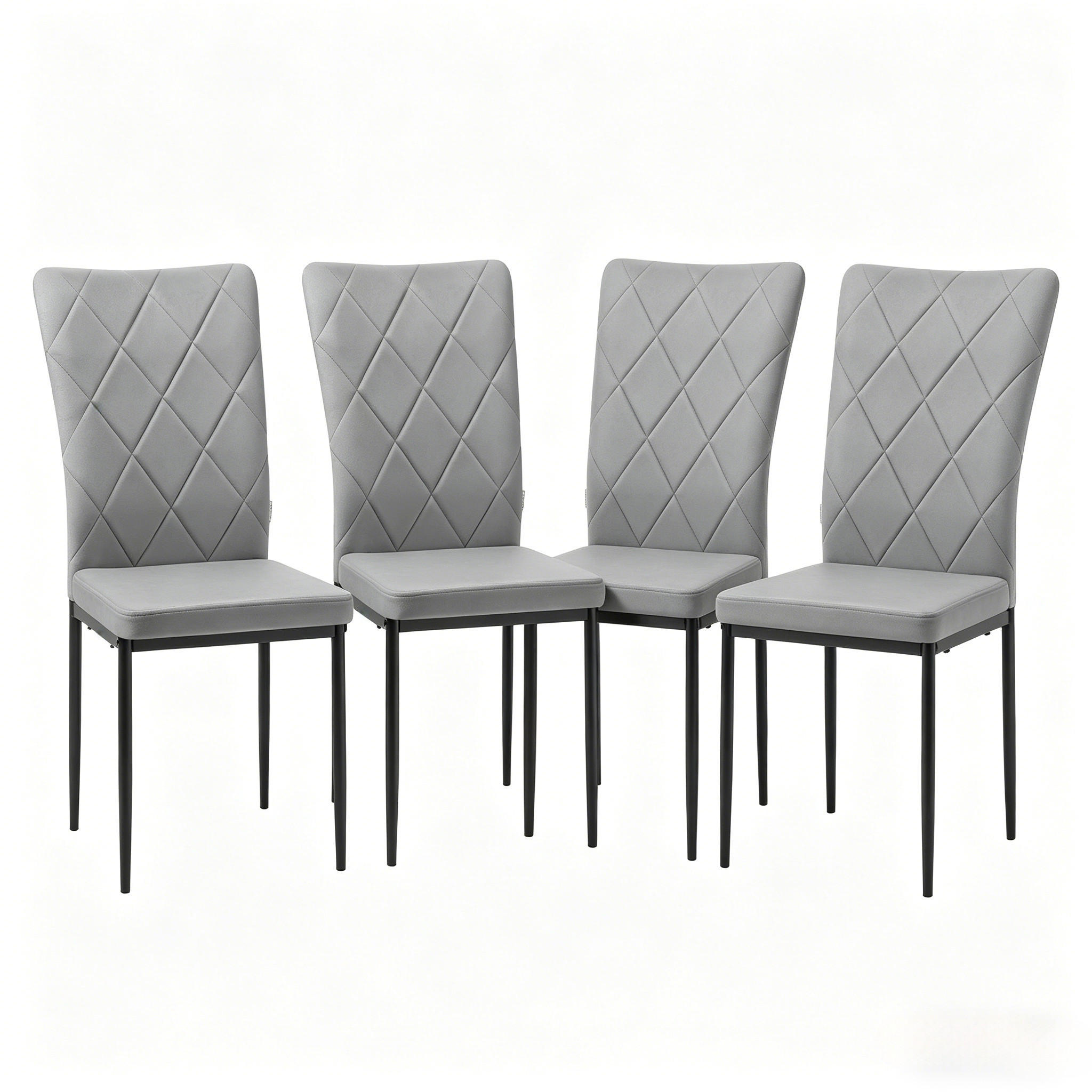 STUHL-SET DE-36119 4 Stück mit Samtbezug Dunkelgrau - Dunkelgrau, Metall (42.5/94.5/40cm) - ComfortXL