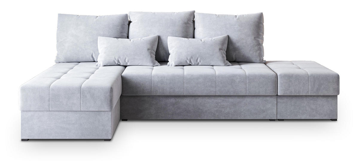 ROHOVÁ SEDAČKA NORVI světle šedá - šedá/světle šedá, dřevo/textil (251/143cm) - MASSENO