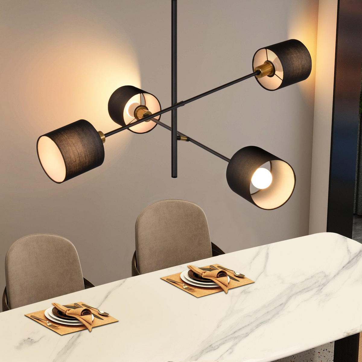 PENDELLEUCHTE Benedict 68/68/85 cm - Schwarz, Metall (68/68/85cm) - ZMH