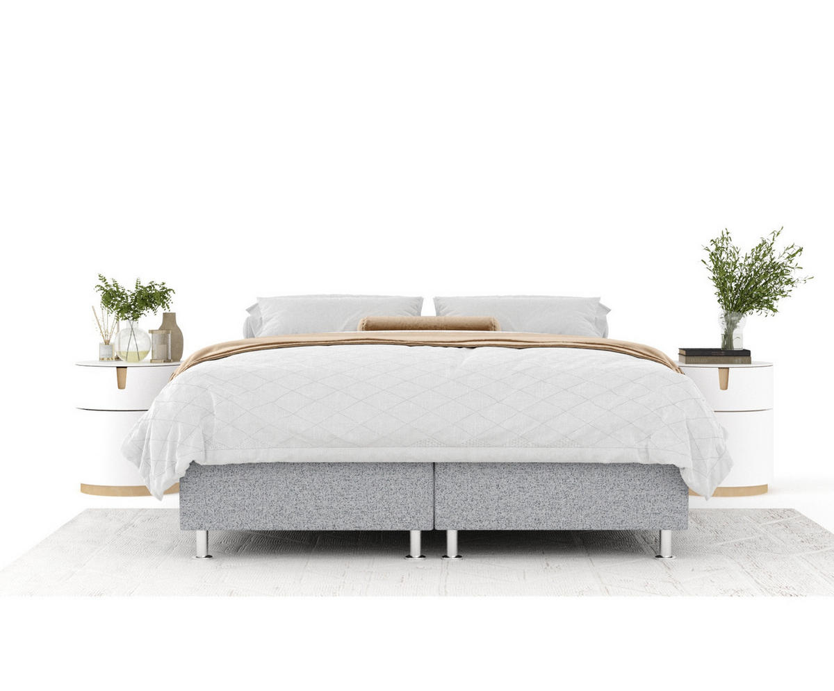 BOXSPRINGBETT Sub Grau 200/200 cm mit Latex-Topper - Silberfarben/Grau, Holz/Holzwerkstoff (200/200cm) - Maison de Reve