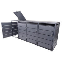 MÜLLTONNENBOX 4er mit Pedal - Anthrazit, Metall (286/116/80cm) - Albatros