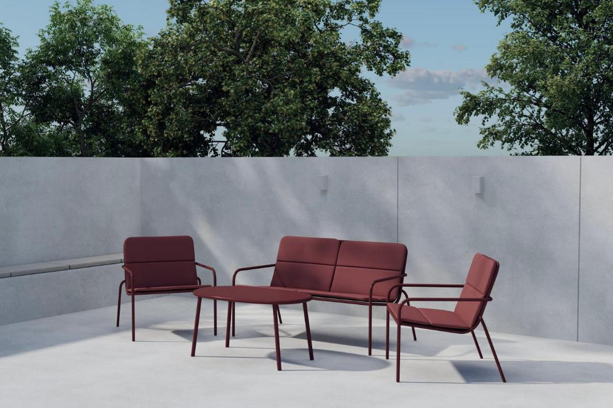 GARTENSET, Fourni, Bordeaux, Stahl, 50 x 90 x 45 cm, 4-teilig - Bordeaux, Metall - ebuy24