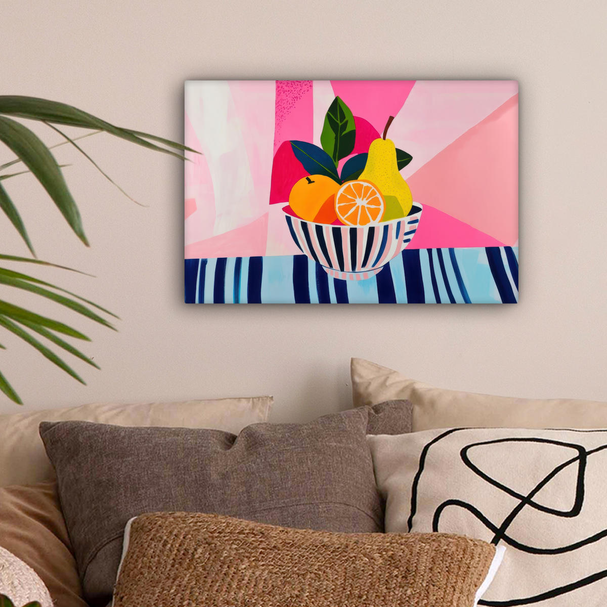 LEINWANDBILD Obst - Abstrakter Hintergrund - Rosa Deko Schlafzimmer 30x20 cm - Pink, Textil (30/20cm) - MuchoWow