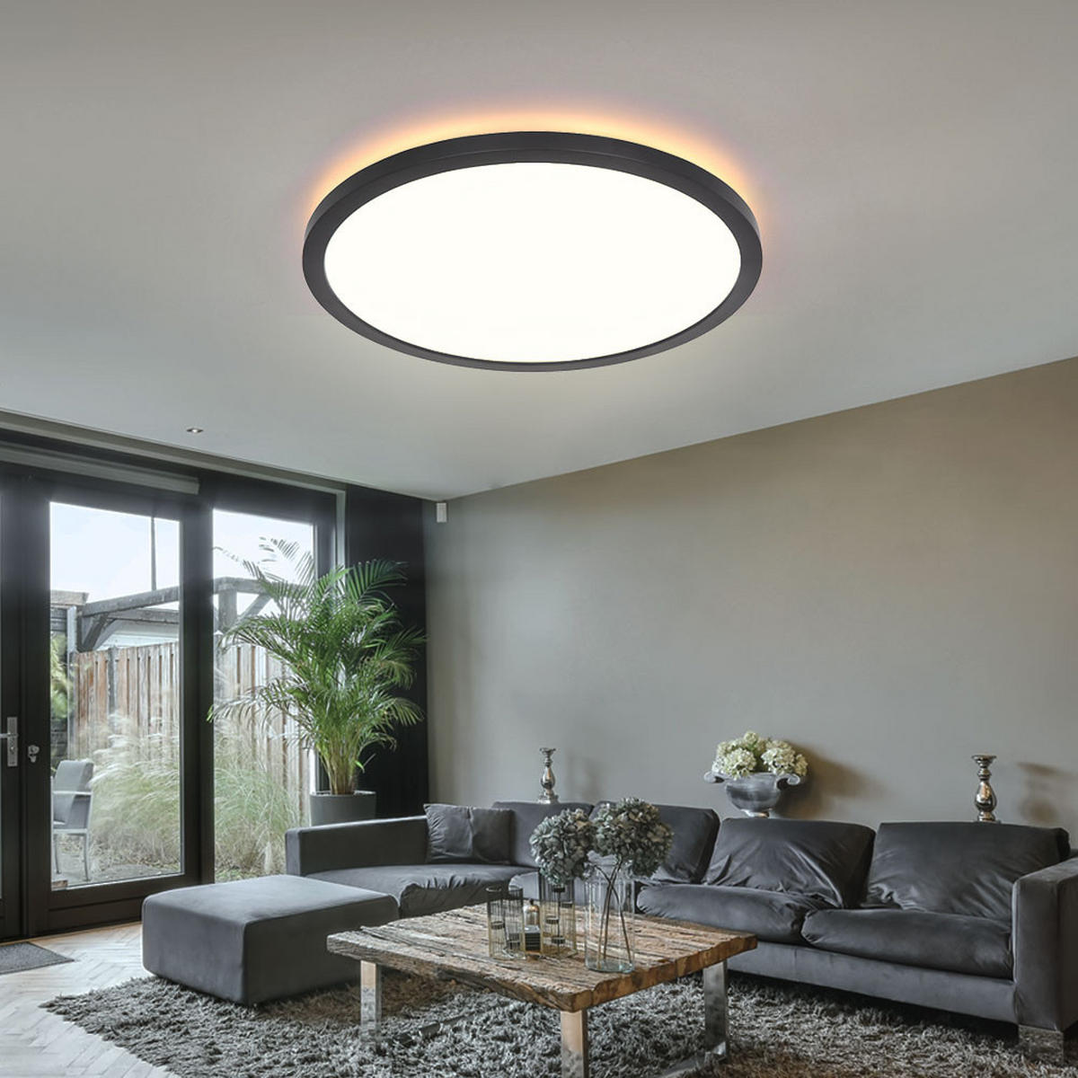 LED DECKENLEUCHTE Kunststoff Schwarz - Schwarz, Kunststoff (29.4/29.4/2.5cm) - Globo Lighting