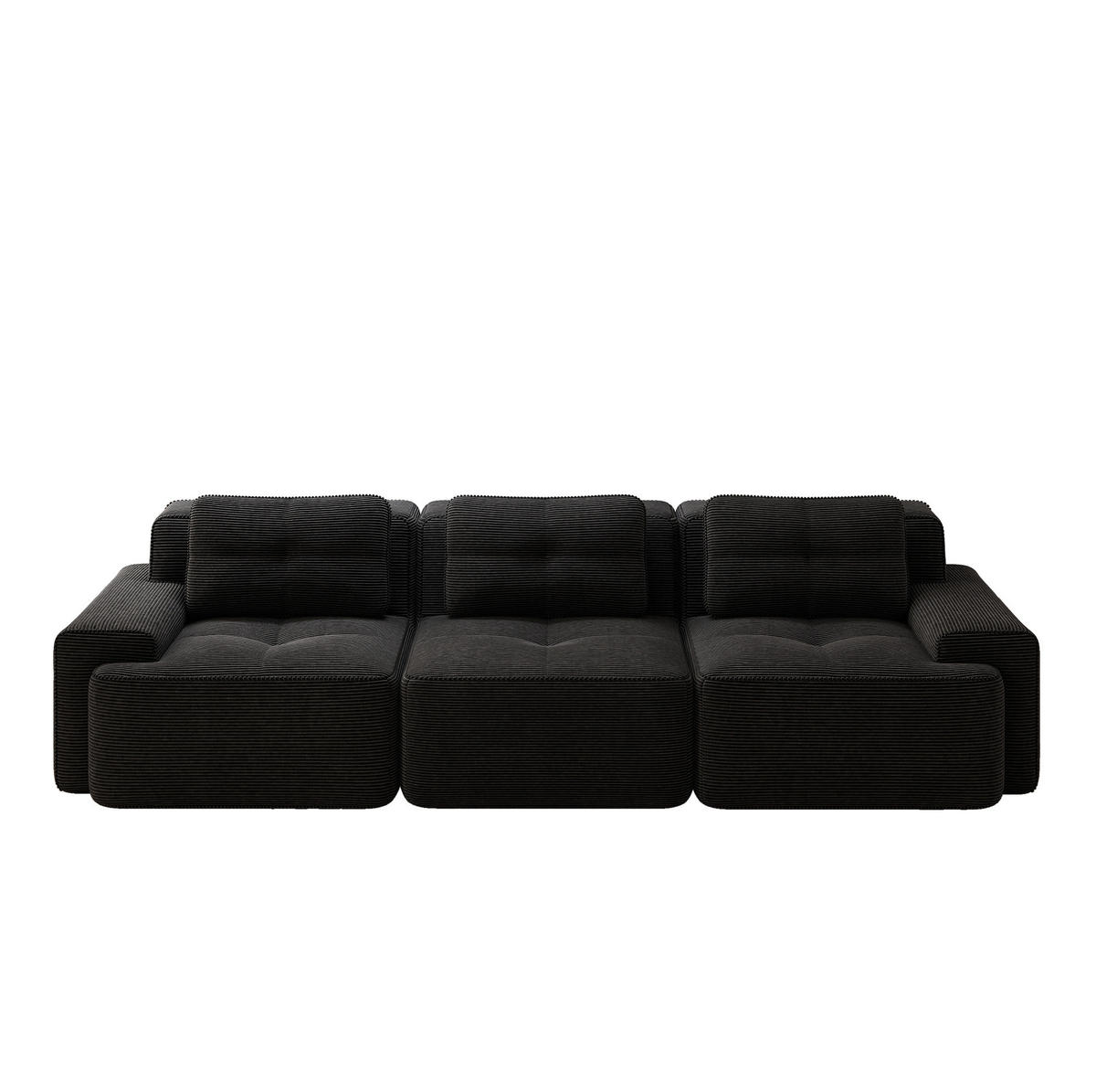 3-SITZER Sofa mit 74 cm Tiefsitz, boneless Design, cordbezogen und montagefrei, Schwarz - Schwarz, Textil (293/69/104cm) - Redom