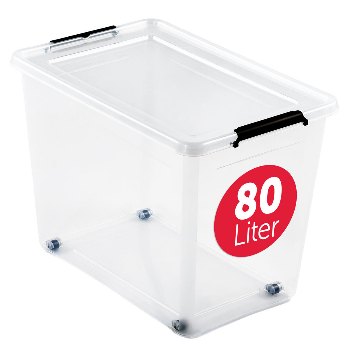 AUFBEWAHRUNGSBOX mit Deckel 80l - 1er Set - Transparent, Kunststoff (39/43/58cm) - BOXXivo