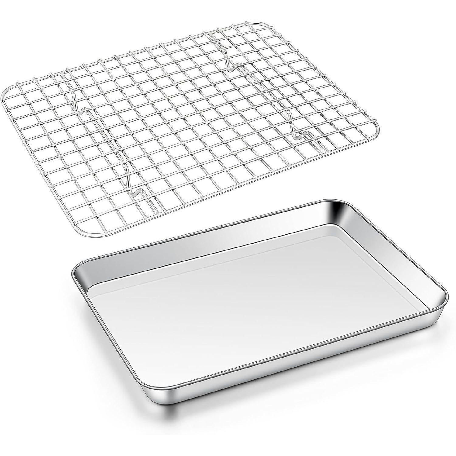 BACKBLECH mit Abkühlgitter Set 26,5 x 20,5 cm Edelstahl - Silberfarben, Metall (20.5/2.5/26.5cm)
