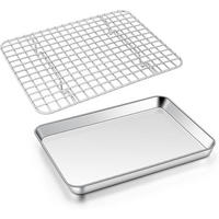 BACKBLECH mit Abkühlgitter Set 26,5 x 20,5 cm Edelstahl - Silberfarben, Metall (20.5/2.5/26.5cm)