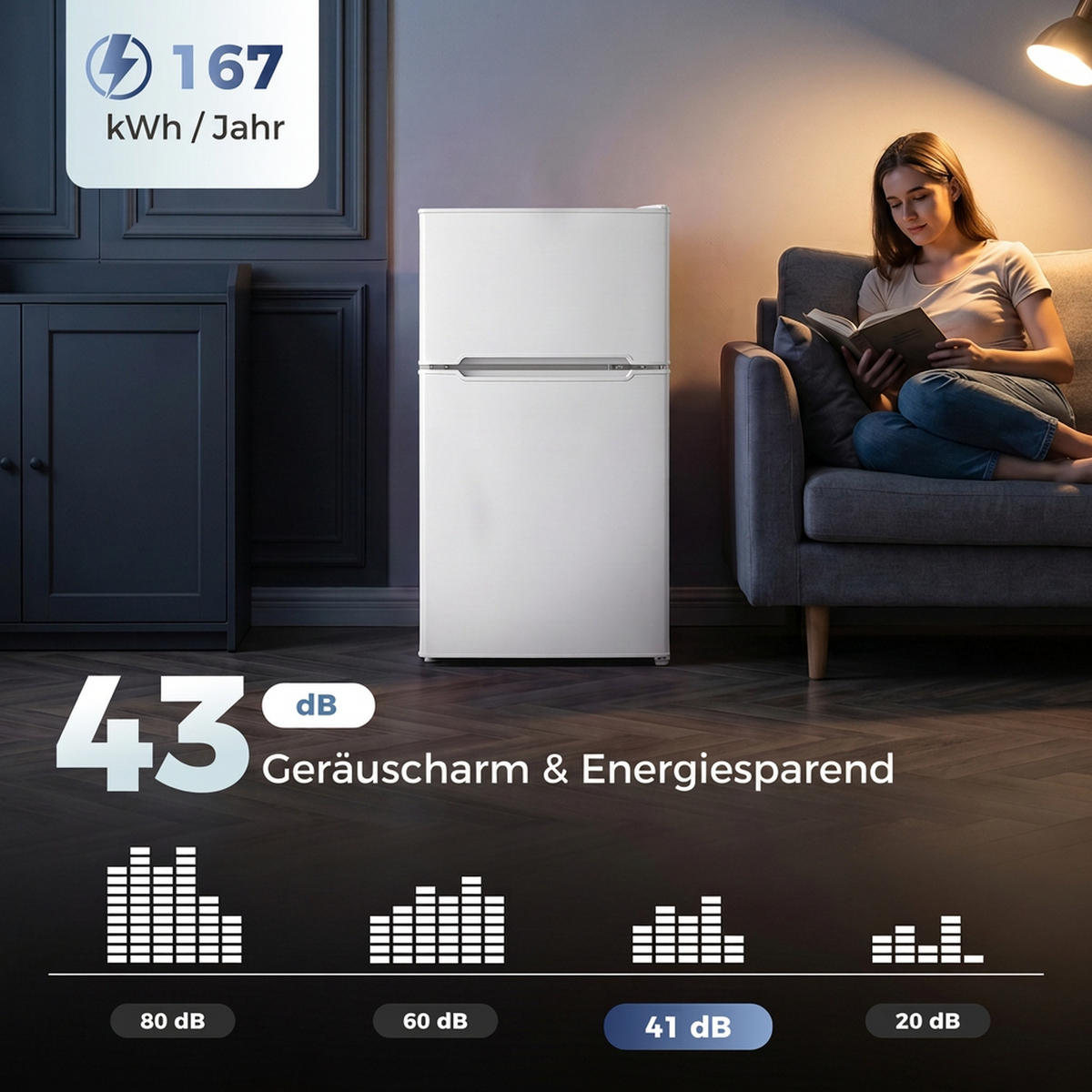 MINI-KÜHLSCHRANK Stahl PS-Kunststoff Weiß - Weiß, Metall (48.5/85/50.5cm) - HOMCOM