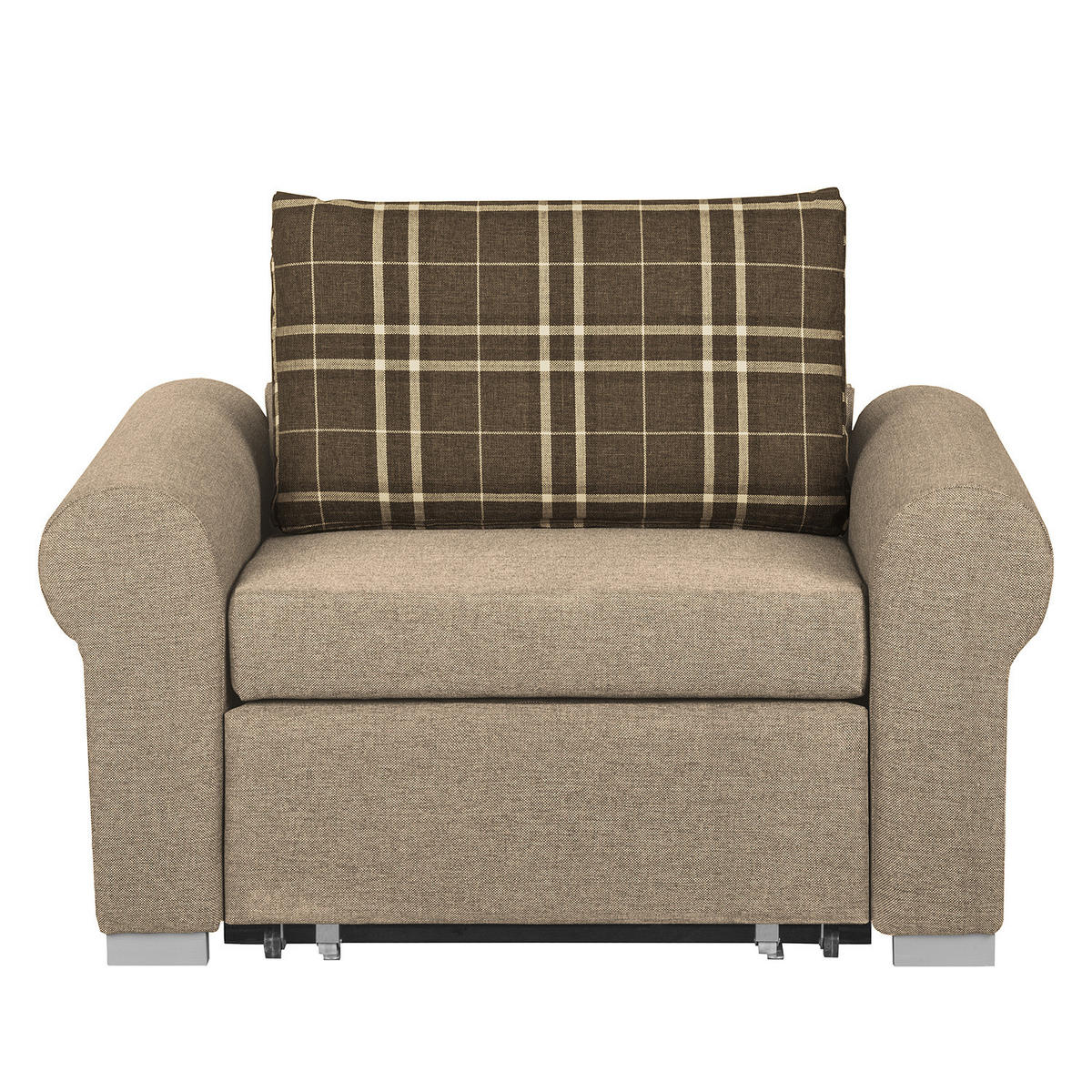 SCHLAFSOFA mit Husse - Beige/Silberfarben, Textil (125/90/90cm) - home24