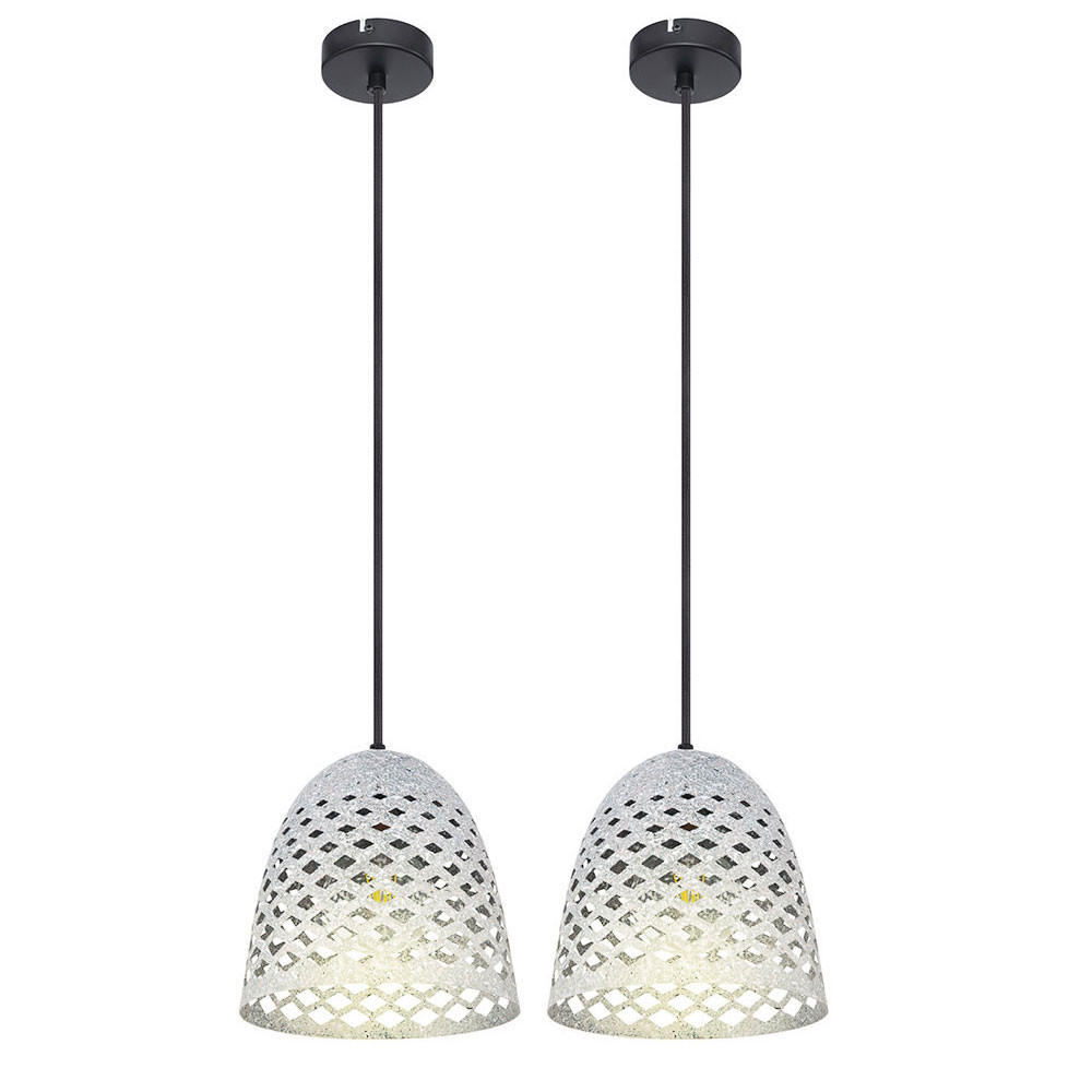 HÄNGELAMPE Metall Grau Marmoroptik 2er Set - Grau, Metall (20/20/120cm) - Globo Lighting