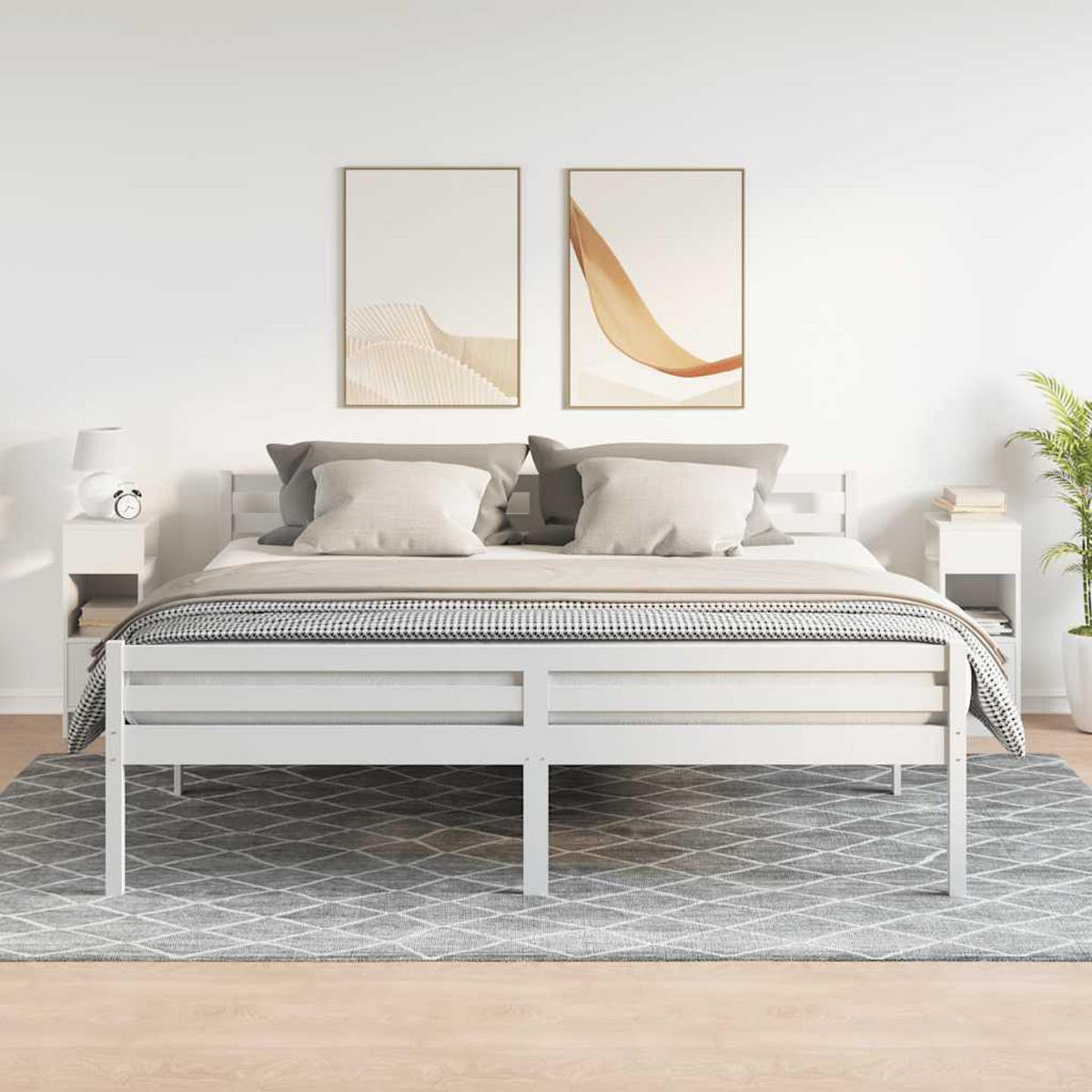 NACHTTISCH 2-teilig mit Schublade 25/31/66 cm in Weiß - Weiß, Holz (25/66/31cm) - vidaXL