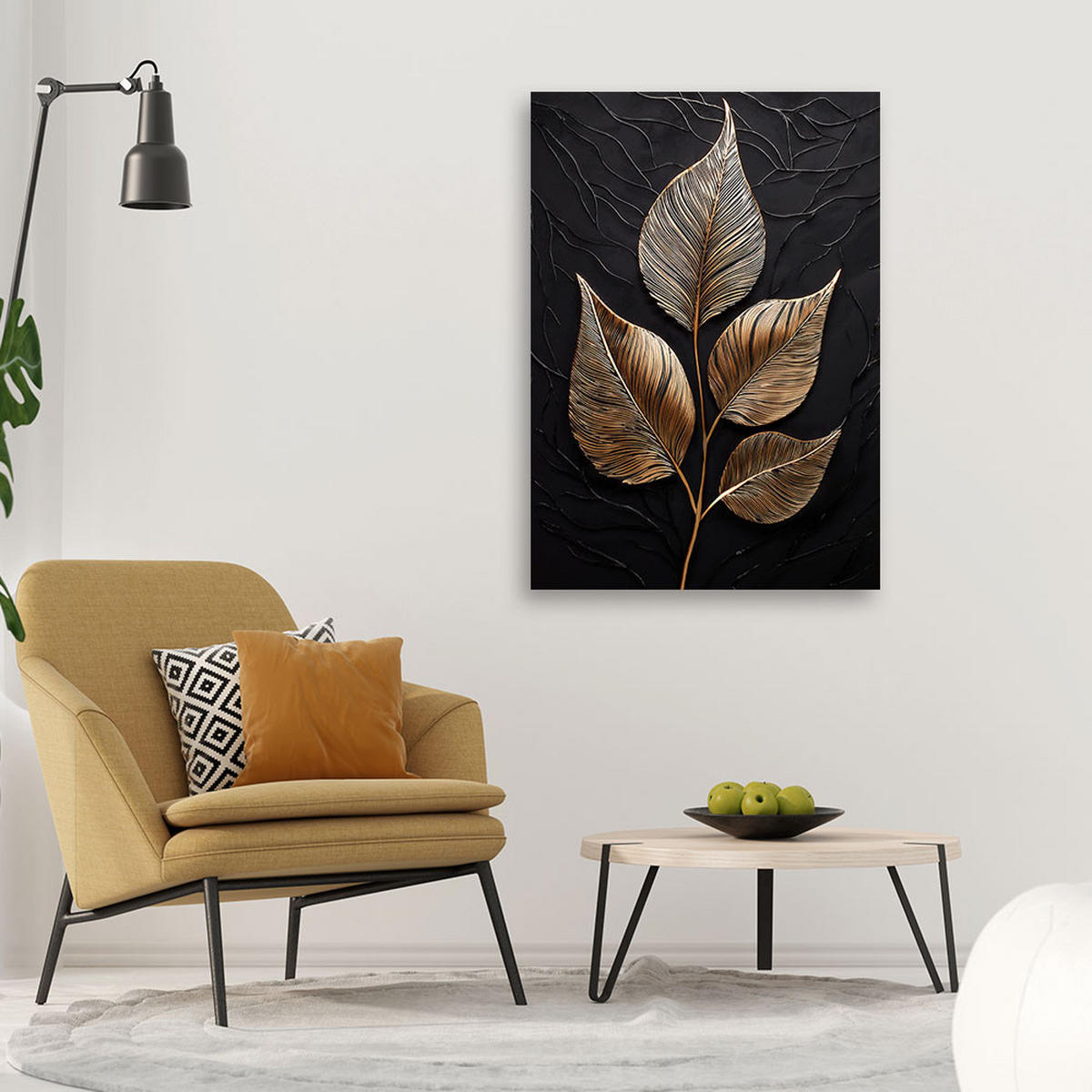 LEINWANDBILD Hinterlässt Glamour-Minimalismus 40x60cm - Grau, Textil (40/60cm) - Feeby