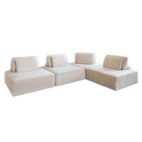MODULSOFA WIOLO SOFT 4 MODULE 4 KISSEN Cremeweiß Cord - Creme/Schwarz, Kunststoff/Textil (333/84/222cm) - KAWOLA