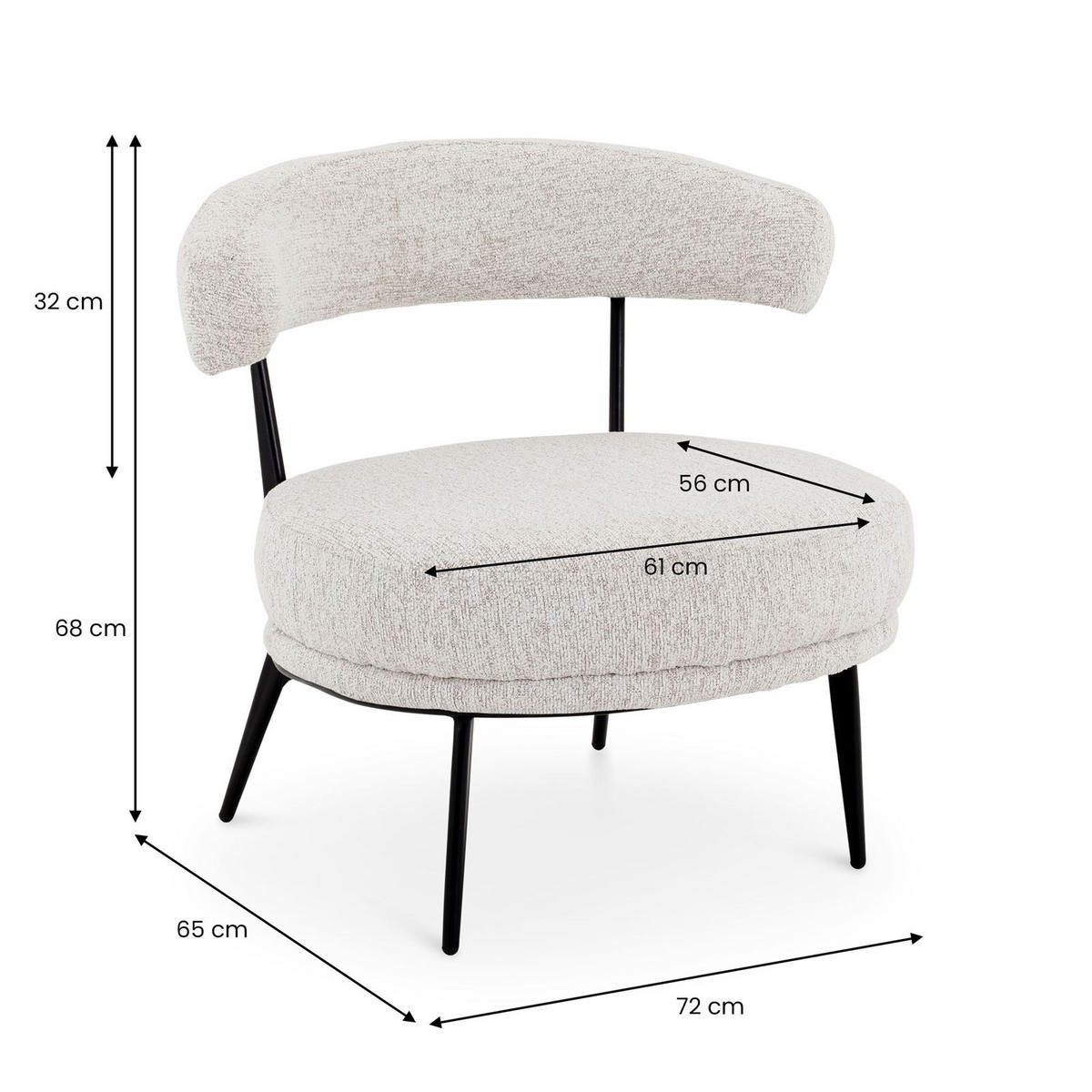 LOUNGESET LORIS - Schwarz, Metall (50/49/50cm) - IDIMEX