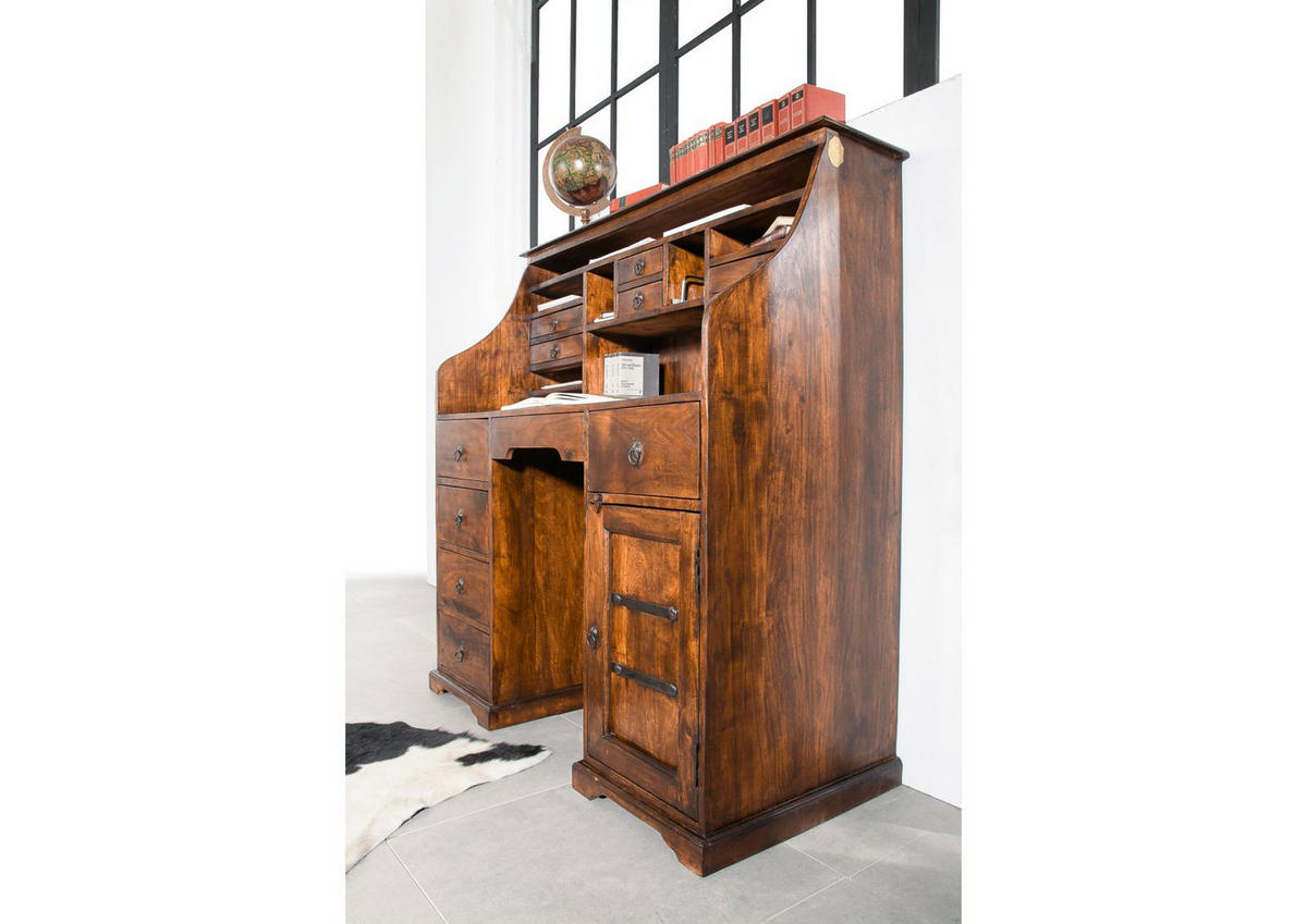 SEKRETÄR Akazie 128x58x138 honig lackiert OXFORD #0516 - Braun, Holz (58/128/138cm) - Massivmoebel24