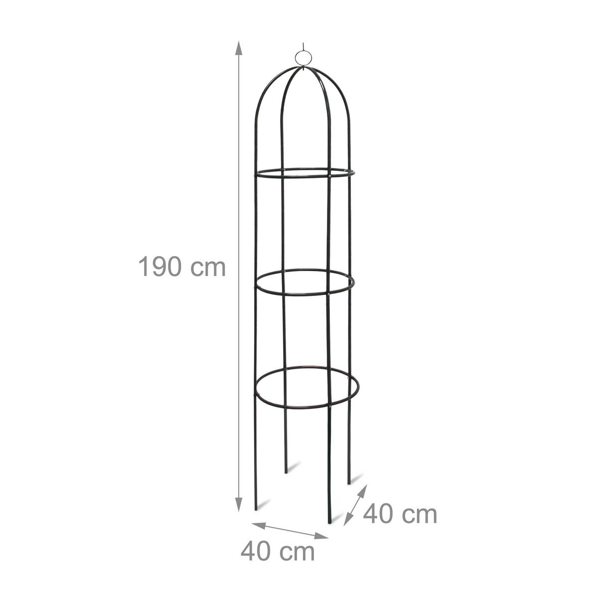 RANKOBELISK - Dunkelgrün, Metall (40/190/40cm) - Relaxdays