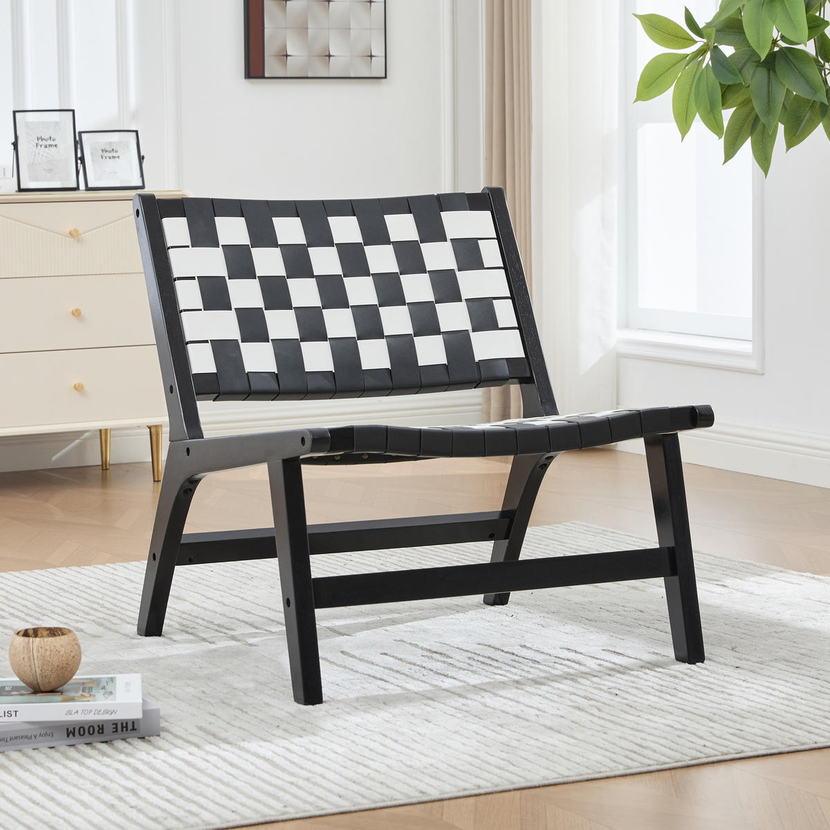 STUHL Schachbrettmuster, DE-42285, Schwarz-Weiß-Kontrast - Schwarz, Holzwerkstoff (66/72/71cm) - ComfortXL