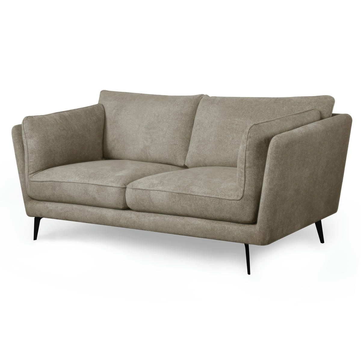 ZWEISITZER-SOFA Webstoff Beige - Beige/Schwarz, Textil/Metall (182/84/92cm) - Furnhouse