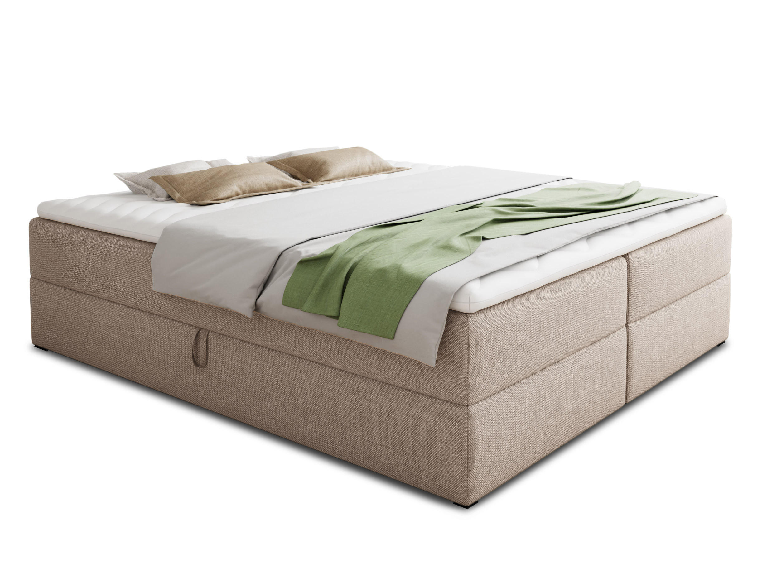 BOXBETT Base - 140x200 - beige (Inari 22, Webstoff) - Beige/Schwarz, Holz/Holzwerkstoff (140/200cm) - Sofnet