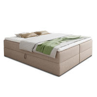 BOXBETT Base - 140x200 - beige (Inari 22, Webstoff) - Beige/Schwarz, Holz/Holzwerkstoff (140/200cm) - Sofnet