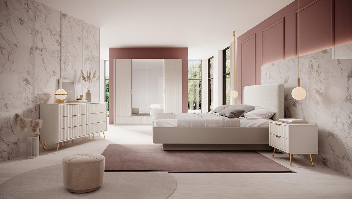 BETT Lante Beige 166 / 214 / 121cm - Beige, Holz/Holzwerkstoff (160/200cm) - Feldmann-Wohnen