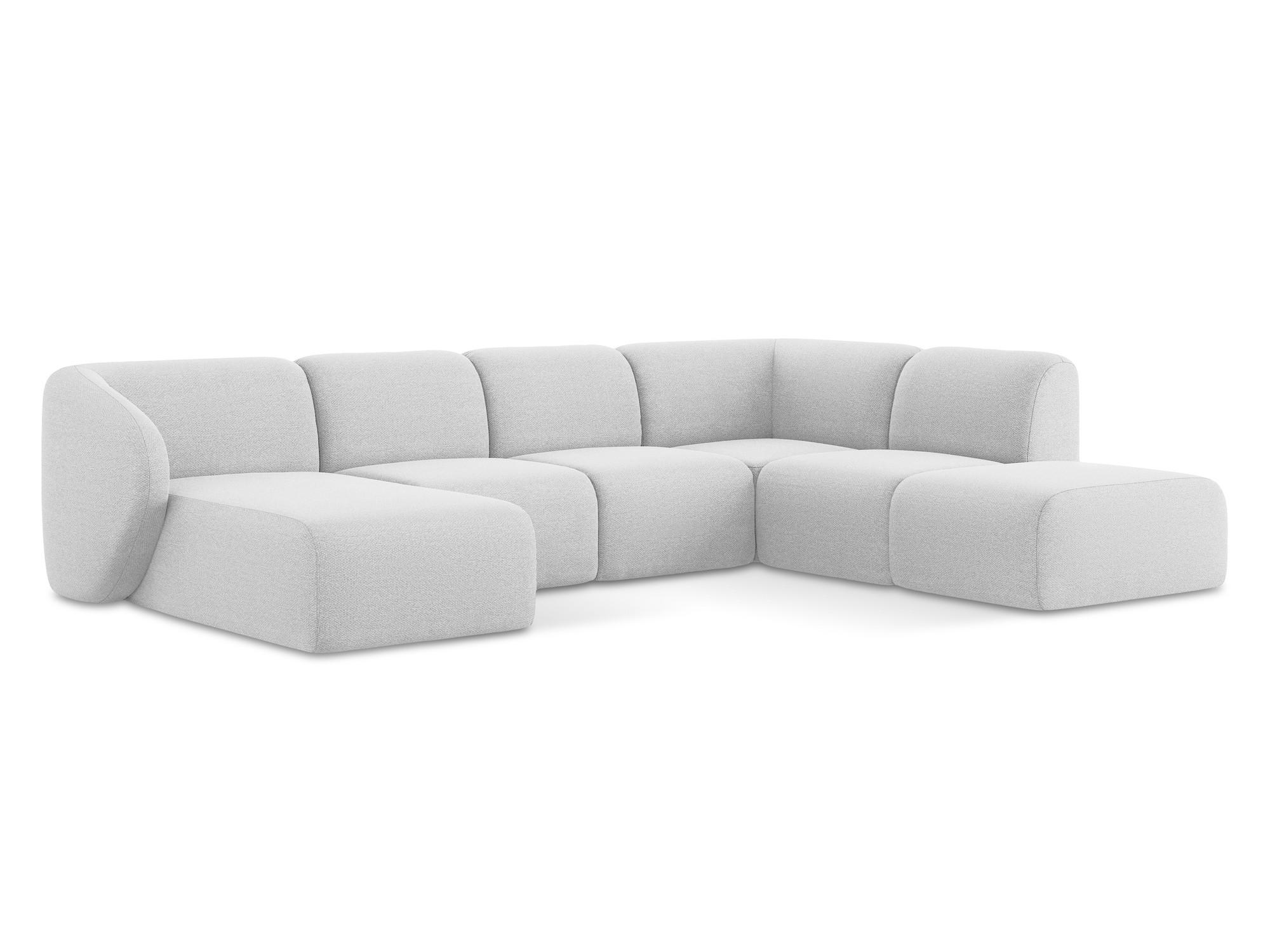 WOHNLANDSCHAFT Bouclé Stoff Grau - Silberfarben/Schwarz, Holzwerkstoff/Kunststoff (325/75/236cm) - Makamii