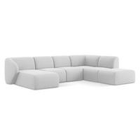 WOHNLANDSCHAFT Bouclé Stoff Grau - Silberfarben/Schwarz, Holzwerkstoff/Kunststoff (325/75/236cm) - Makamii