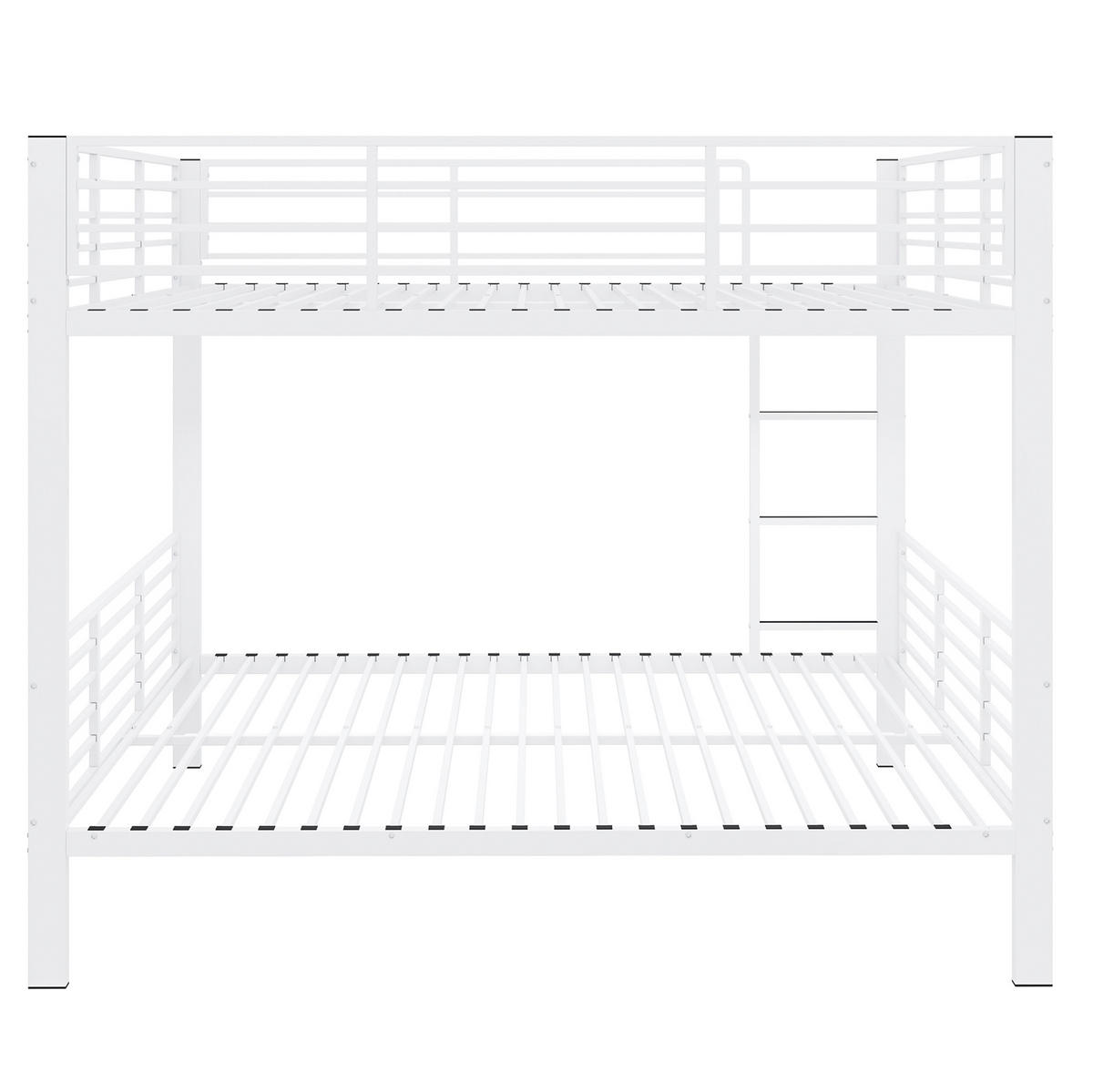 ETAGENBETT 140/200 cm aus Metall mit Rausfallschutz, geräuschlos, Mattweiß - Weiß, Metall (140/200cm) - OKMYHOME