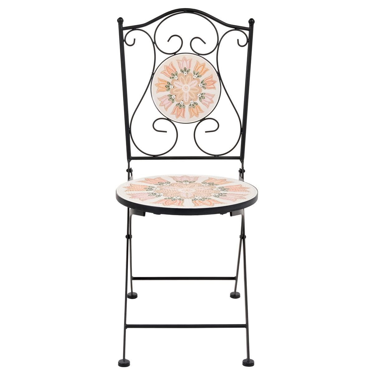 GARTENSTUHL 2er Set klappbar Metall Bunt Settala - Beige/Multicolor, Metall (40/90/44cm) - Beliani