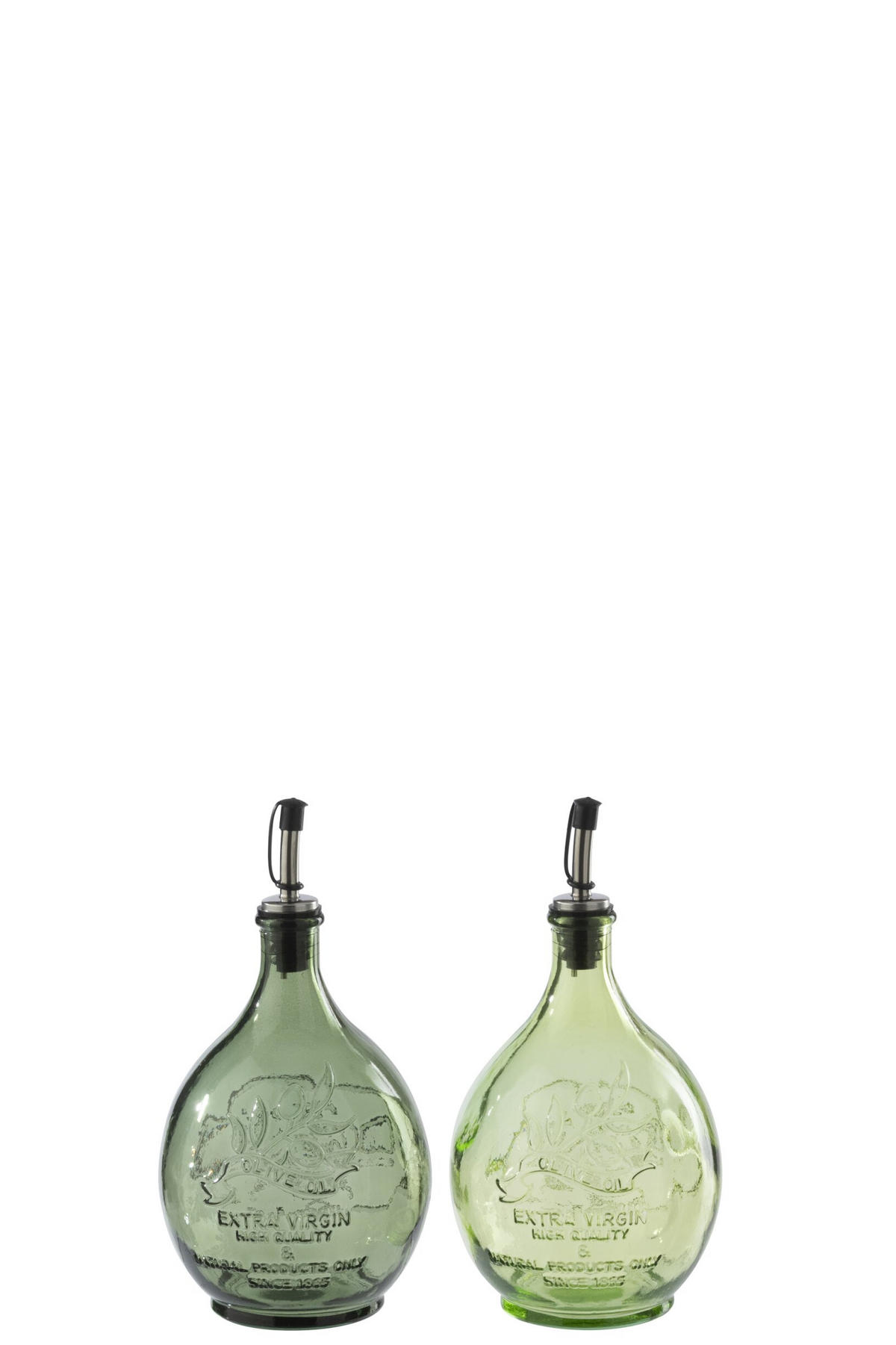 DEKOOBJEKT FLASCHE RUND - Grün, Glas (12.5/24/12.5cm) - J-Line