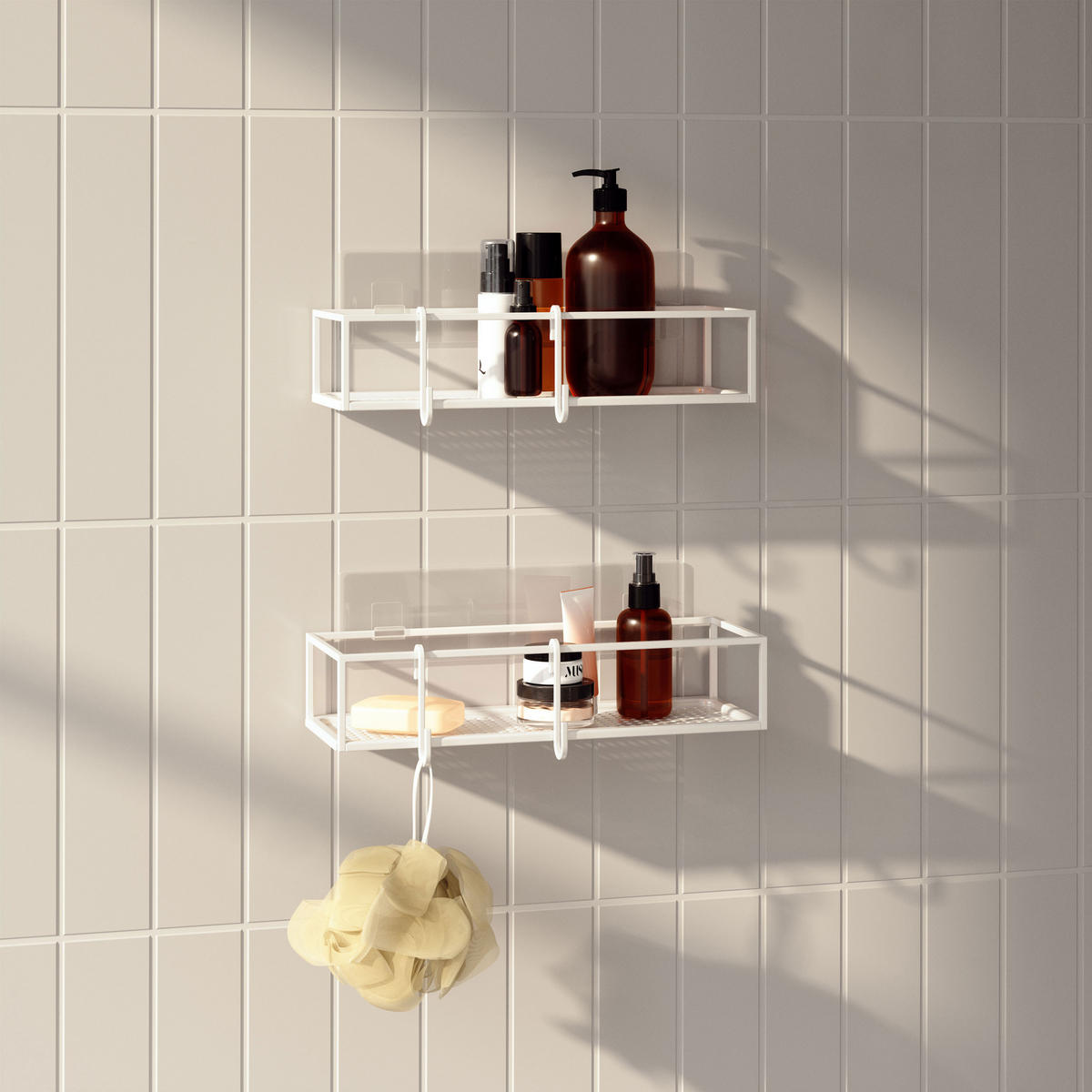 DUSCHABLAGE Cubiko 2er-Set, Weiß - Weiß, Kunststoff (12/6/32cm) - Umbra