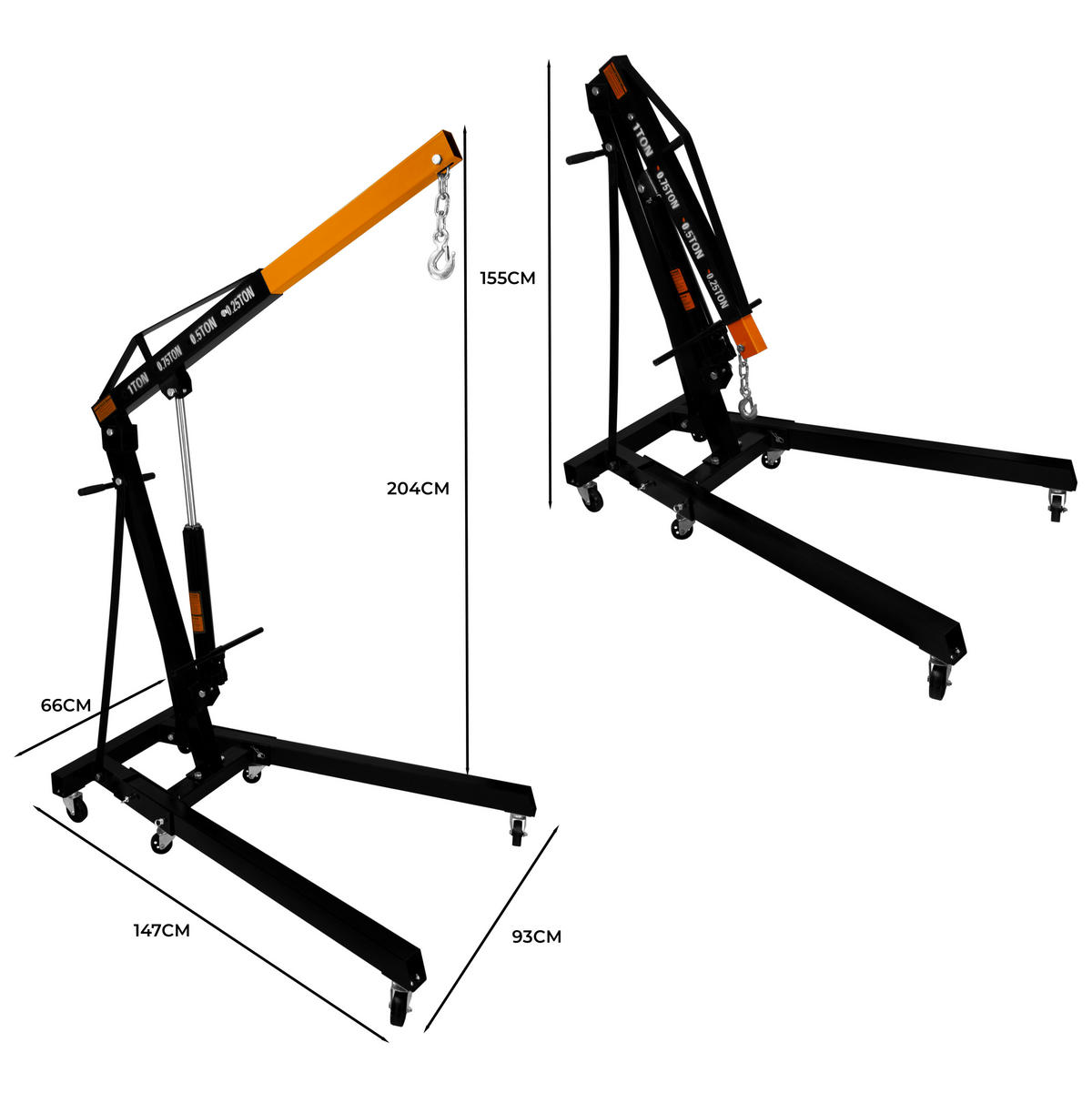 WERKSTATTKRAN MOTORKRAN 1000kg - Schwarz, Metall (150/93/155cm) - Monstershop