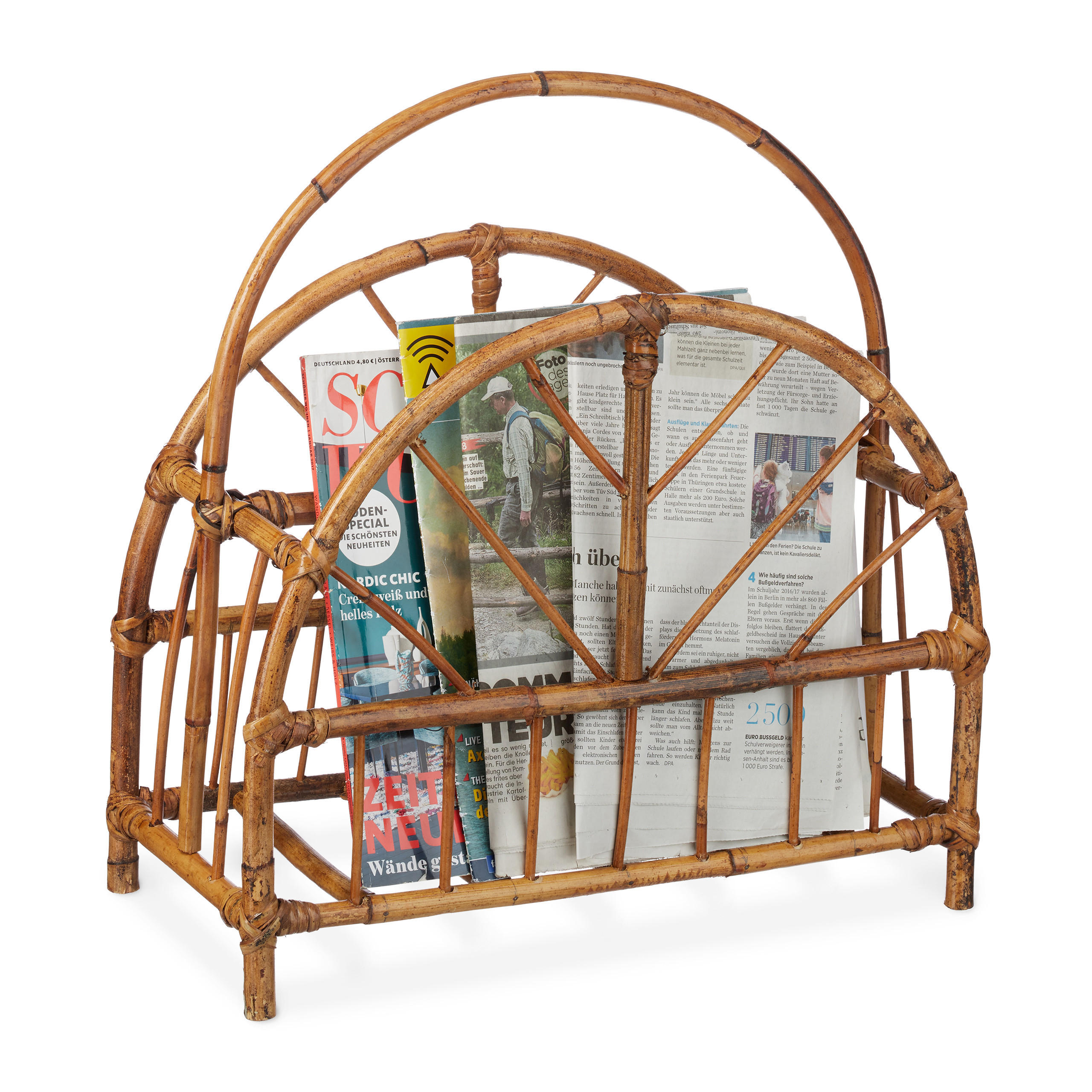 SUPORT PENTRU ZIARE Natural ratan rotund cu maner 47 x 43,5 cm