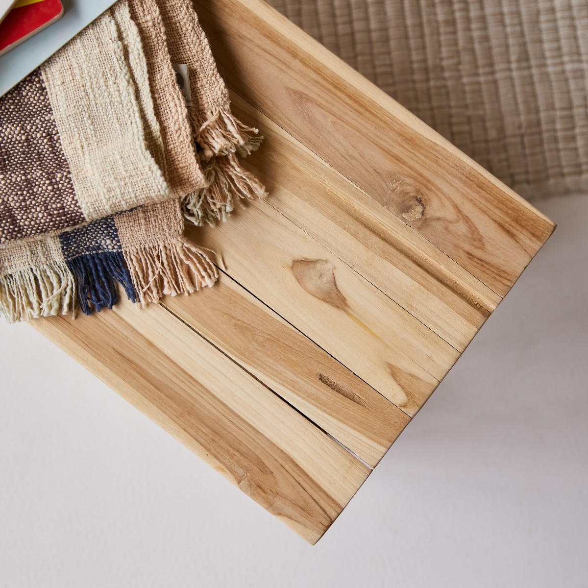 KINDERBANK Kilim, Farbe Naturell, Teakholz - Naturfarben, Holz (30/30/30cm) - Sonett