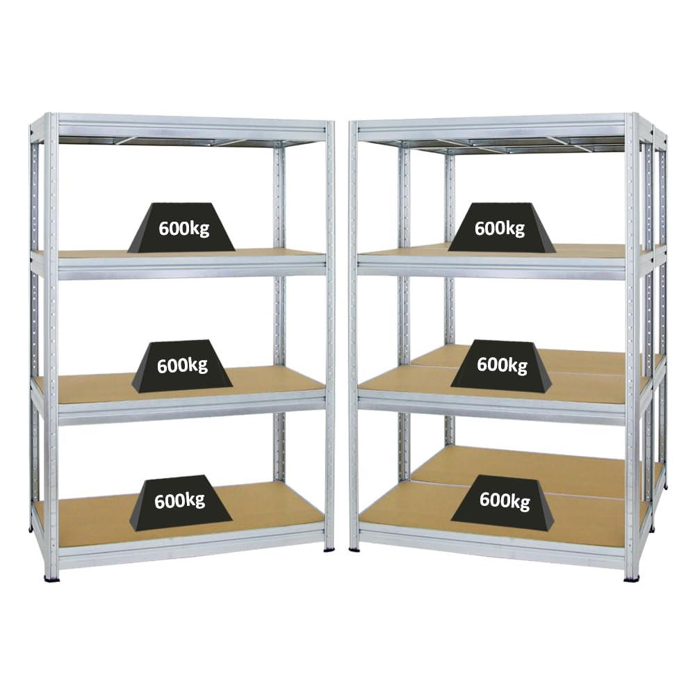SCHWERLASTREGAL Dino 3er-Set mit 3x 180x120x60 cm Fachlast 600 kg Verzinkt - Silberfarben, Metall (360/180/60cm) - PROREGAL