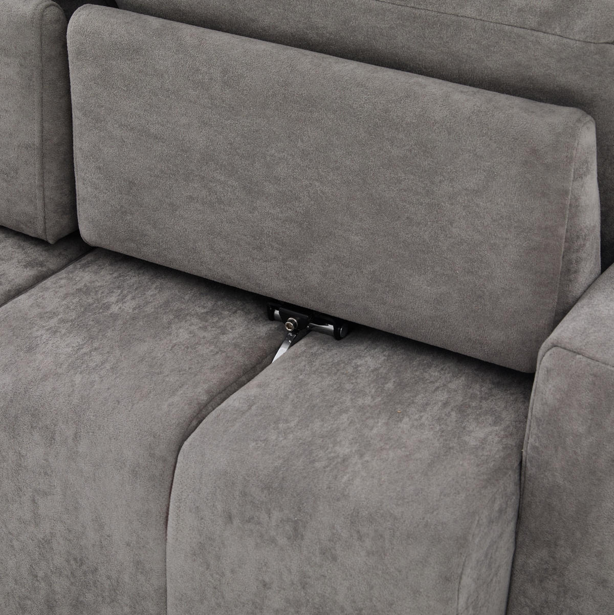 3-SITZER-SOFA aus Chenille 213x94x84 cm Grau mit Schlaffunktion, verstellbarer Sitztiefe und kompakter gerader Form - Grau, Kunststoff (213/84/94cm) - Modfu