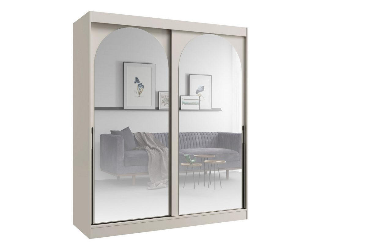 Deine Möbel 24 SCHIEBETÜRENSCHRANK Kaschmir, Schwarz 180cm × 65cm × 215cm