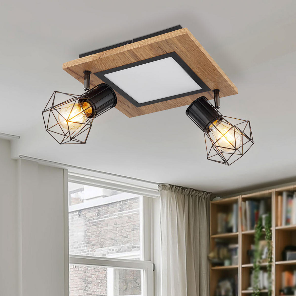 LED DECKENLEUCHTE PRISKA Braun Holzoptik - Braun, Metall (30/30/22.5cm)