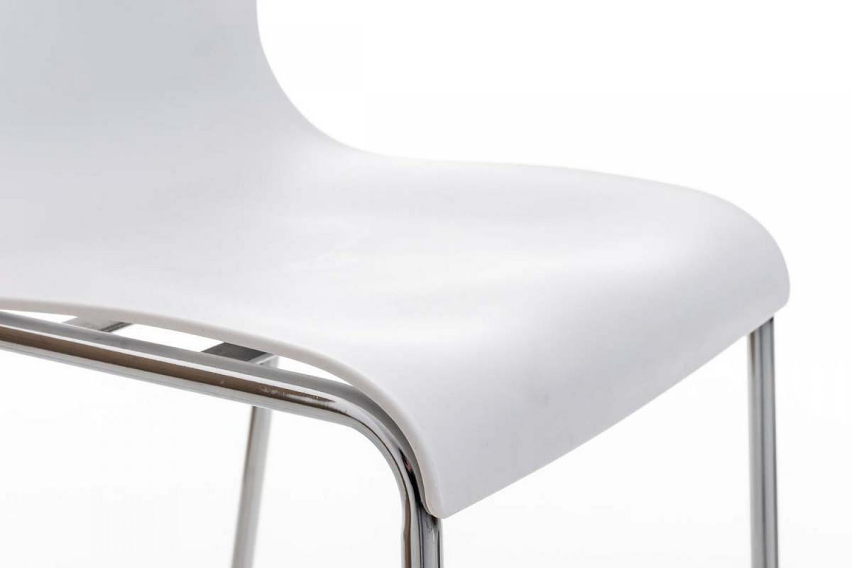 BARHOCKER Kunststoff Weiß - Chromfarben/Weiß, Kunststoff/Metall (43/100/48cm) - CLP