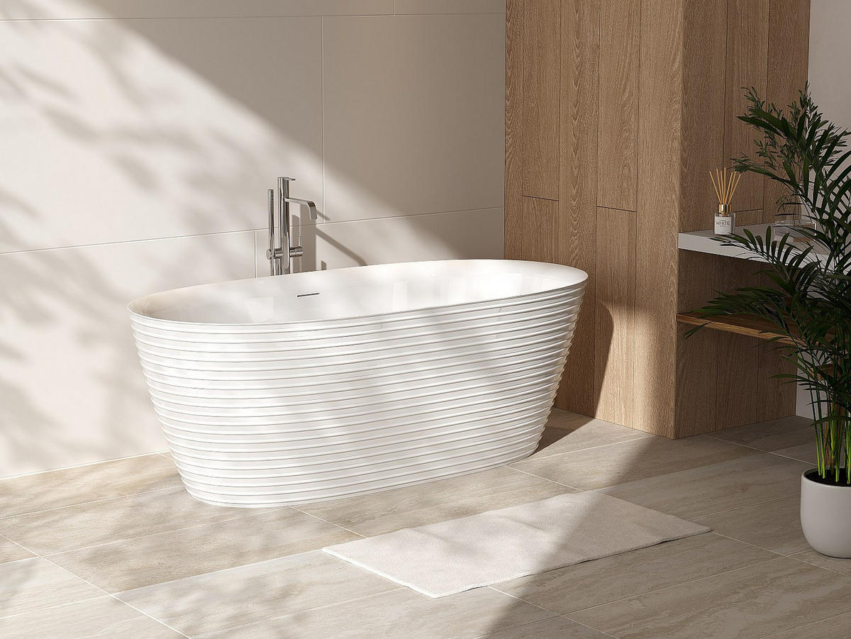 FREISTEHENDE Badewanne - 160cm x 78cm - Acryl - weiß - ZAFIRO - Weiß, Kunststoff (160/59/78cm) - Vente-Unique