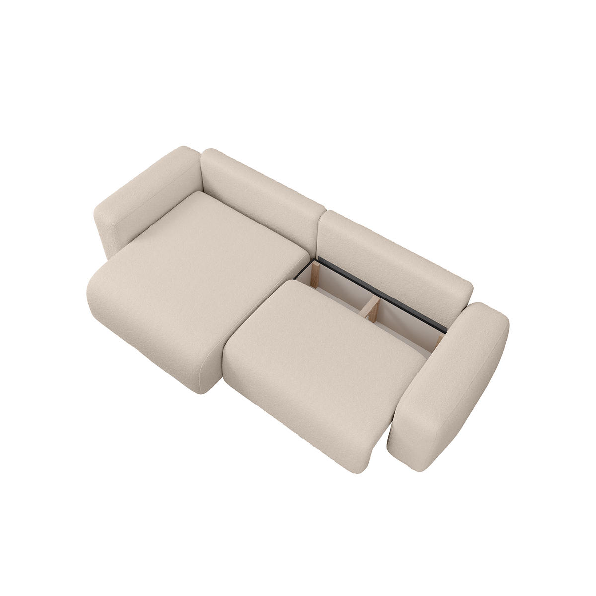 ECKSOFA TALW L MINI mit Schlaffunktion, Beige - Beige, Textil (257/148cm) - Fedve